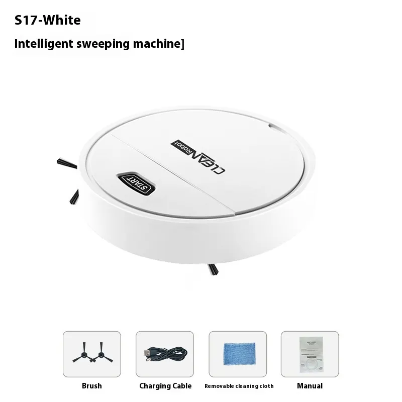 Automatic Sweeping Machine Household USB Charging Cleaning Machine Mini Smart Vacuum Cleaner - "S17" White