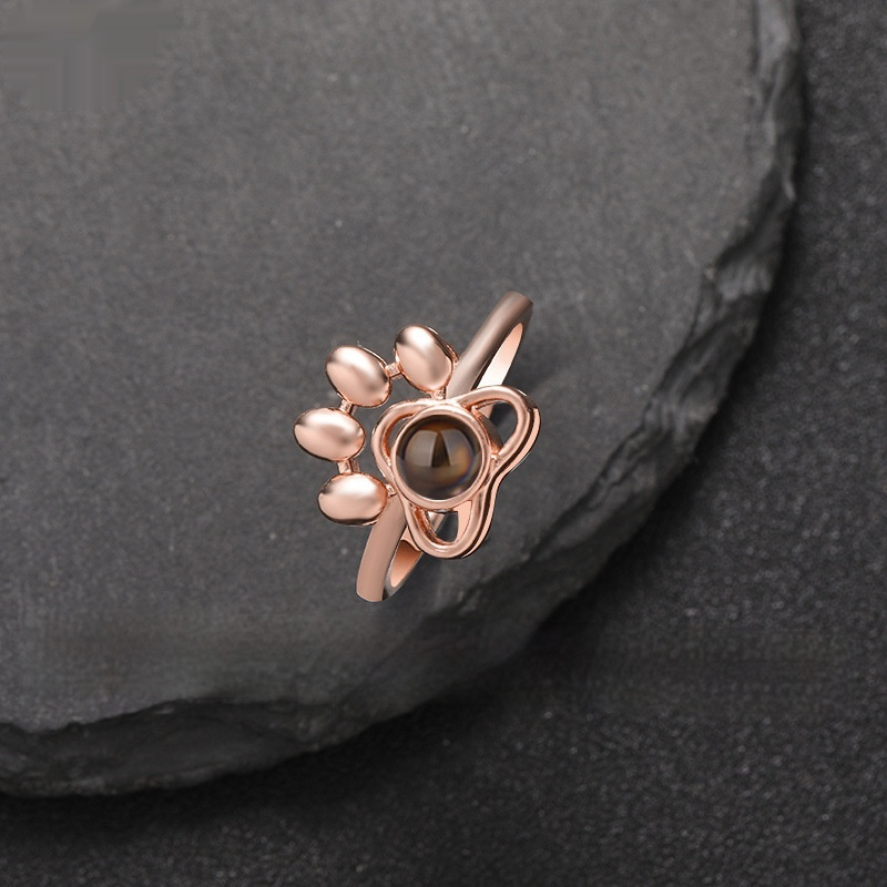 Fashionable Personality Dog Paw Projection Ring Opening