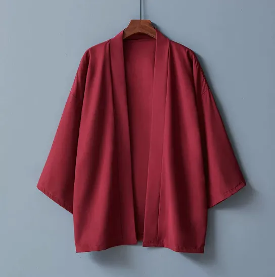 Solid Color Cardigan Summer Shirt For Air Conditioning Room Sun Protection Clothing Tide - Red