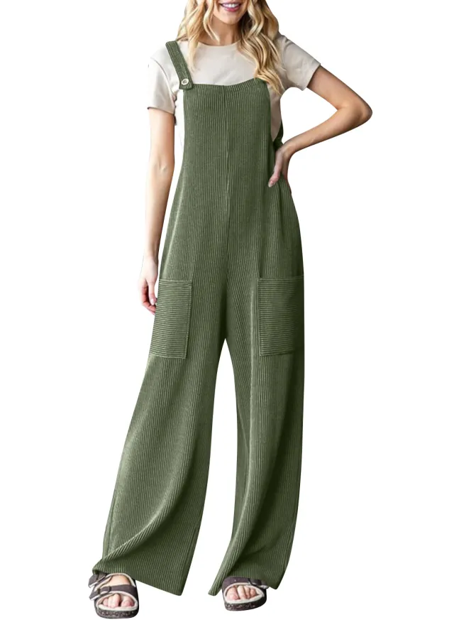 Adjustable Buckle Pocket Overalls Green - Shop at LoveMi