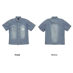 American Street Hip Hop Denim Suit Shirt Trousers - Short Sleeve - View 1