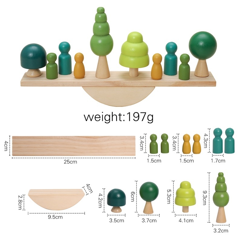 Children's Solid Wood Color Building Blocks Forest Seesaw Toys