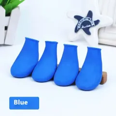 Rubber Foot Strap Waterproof Shoe Cover Pet Boots - Blue - View 1