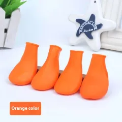 Rubber Foot Strap Waterproof Shoe Cover Pet Boots - Orange - View 1