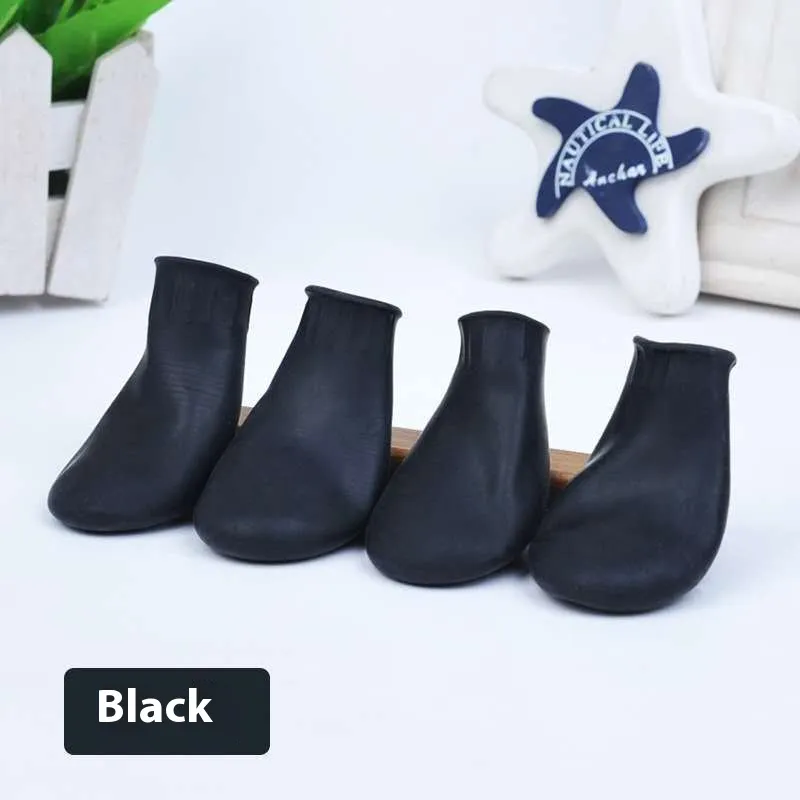 Rubber Foot Strap Waterproof Shoe Cover Pet Boots - Black
