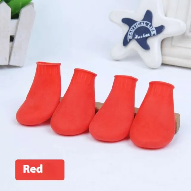Rubber Foot Strap Waterproof Shoe Cover Pet Boots Red - Shop at LoveMi