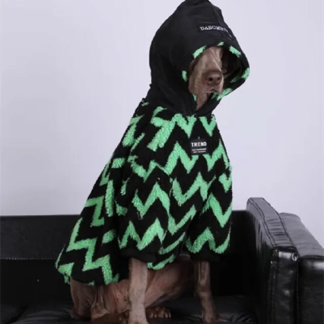 Thick And Warm Clothing For Large Dogs Green Stripes - Shop at LoveMi