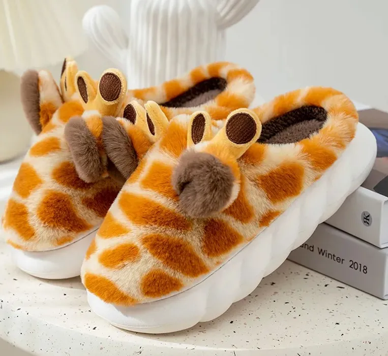 Autumn And Winter Home Velvet Thick Bottom Anti Slip Cotton Slippers - Yellow