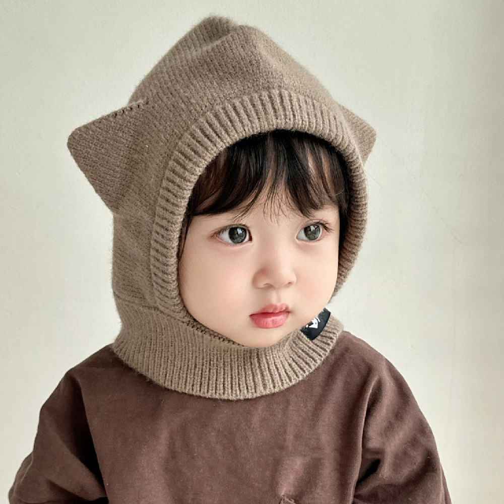 Baby Autumn And Winter Outdoor Keep Warm Knitted Scarf Integrated With Hat