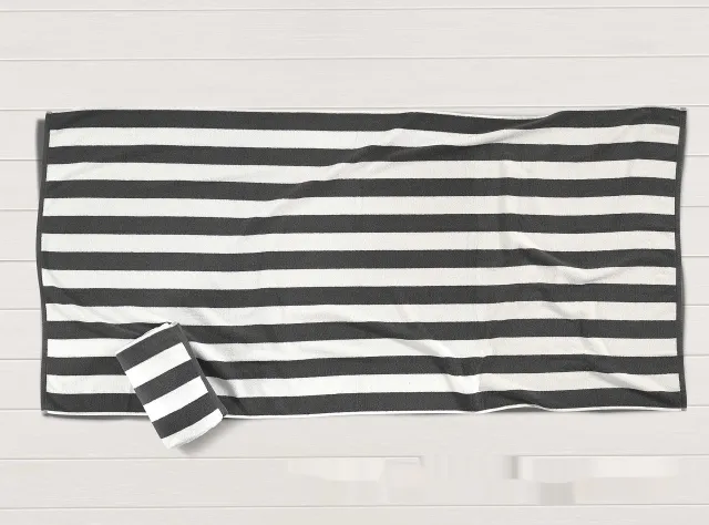 Quick drying Striped Cotton Beach Towel Super Absorbent Towel Gray - Shop at LoveMi