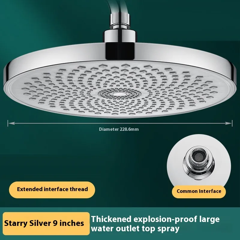 Supercharged Shower Top Spray Shower - 9Inch Silver White