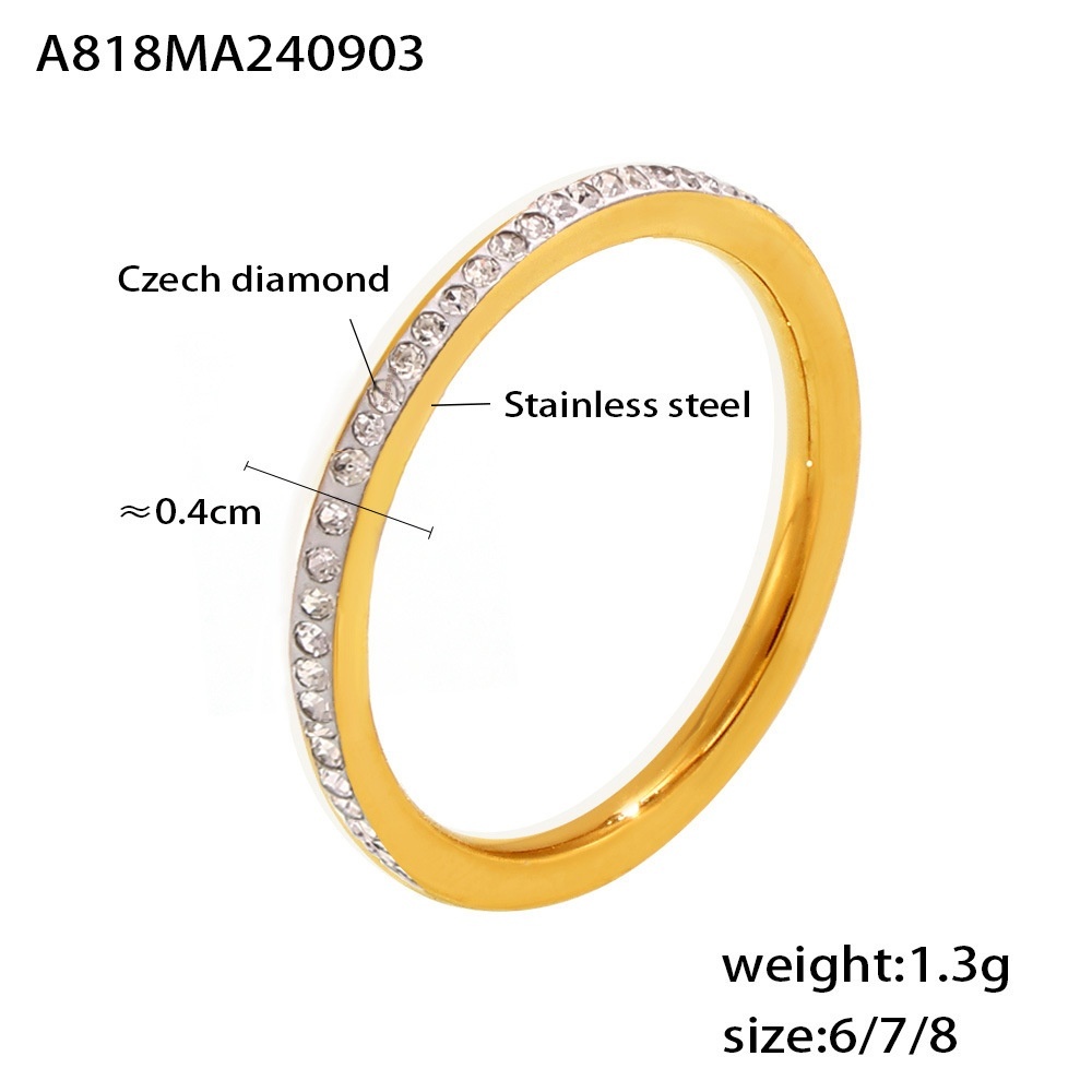 Light Luxury Diamond-embedded Starry Stainless Steel Index Finger Ring