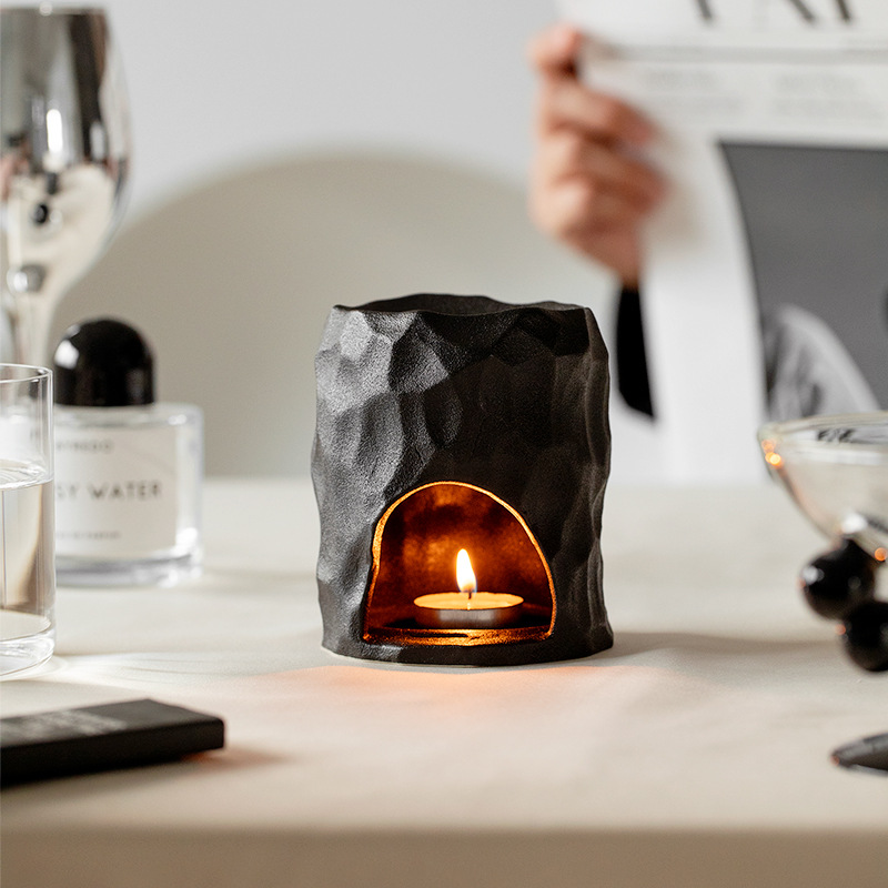 Ceramic Candle Holder, Black, picture 3 of 4