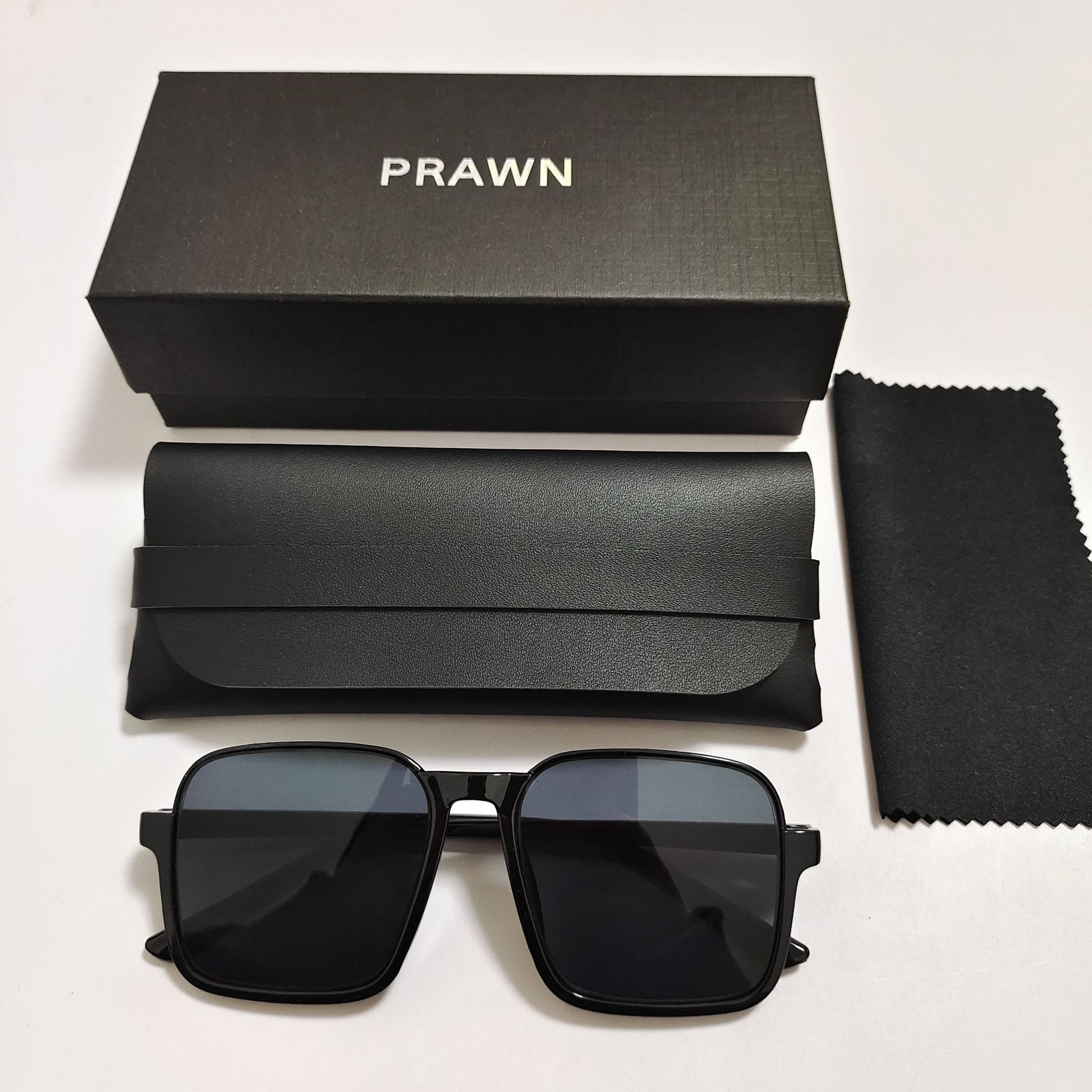 Women's Retro Simple Square Semi rimless Sunglasses Gray Black Box Suit - Shop at LoveMi