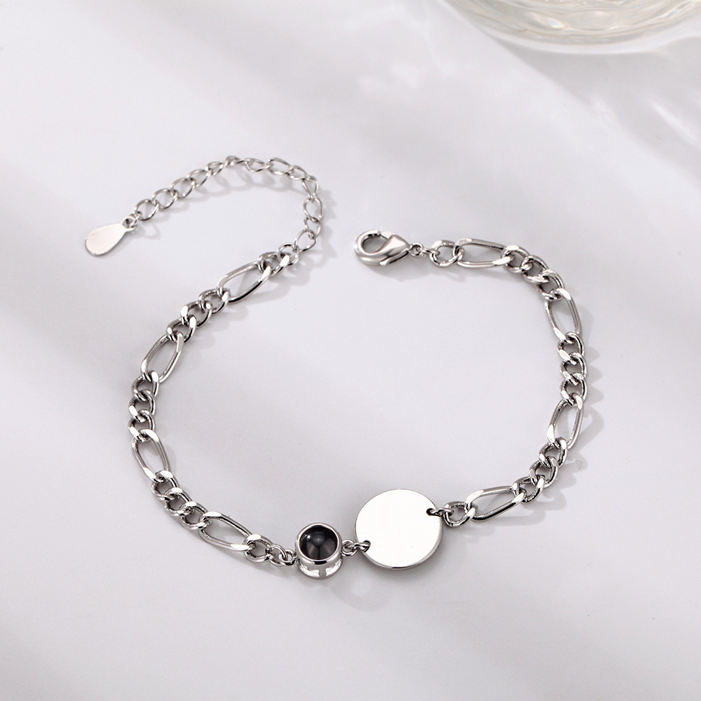 Round Brand Personalized Color Photo Projection Bracelet