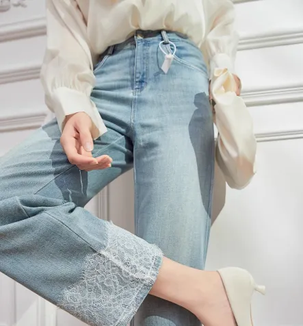 Women's Retro Lace Patchwork Design Jeans Top - Shop at LoveMi