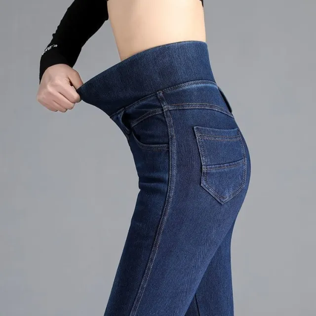 Elastic Waist High Waist Jeans For Women Spring And Autumn 3185 Dark Blue - Shop at LoveMi