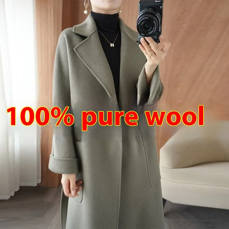 Hepburn Style Suit Collar Thickened Loose-fitting Jacket - Gray Coffee