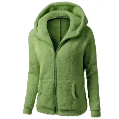 Fleece Sweatshirt Berber Fleece Jacket - Army Green - View 1