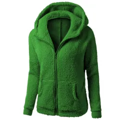 Fleece Sweatshirt Berber Fleece Jacket - Green - View 1