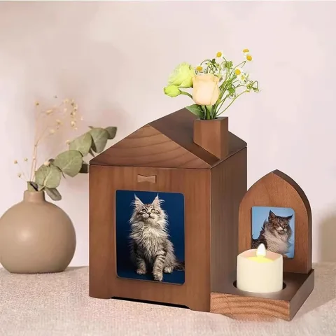 Pet Urn Solid Wood Memorial Wooden Box Animal Cremation