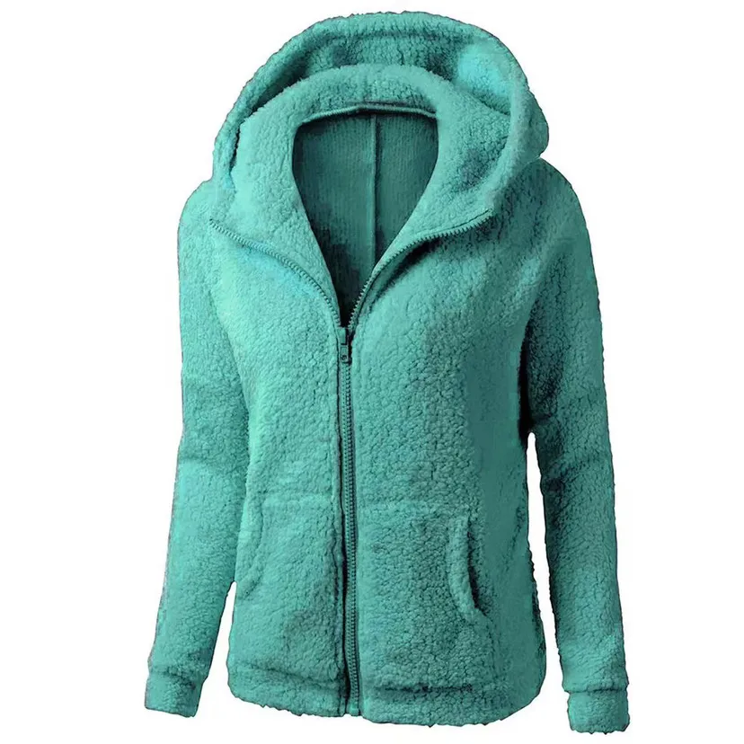 Fleece Sweatshirt Berber Fleece Jacket - Cyan