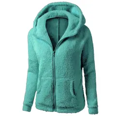 Fleece Sweatshirt Berber Fleece Jacket - Cyan - View 1
