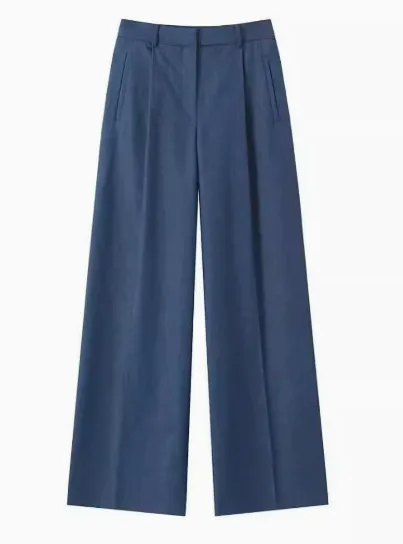 Double Pocket Cropped Coat Top High Waist Wide Leg Pants Suit - Pants2