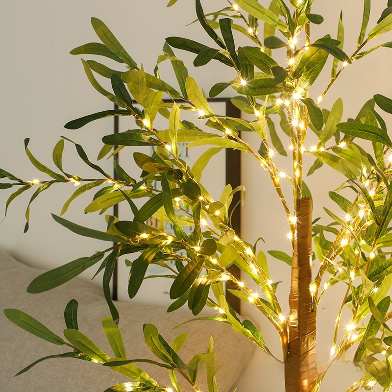 1.8m Simulation Olive Leaf Tree Courtyard Decoration Landscape Tree Lamp