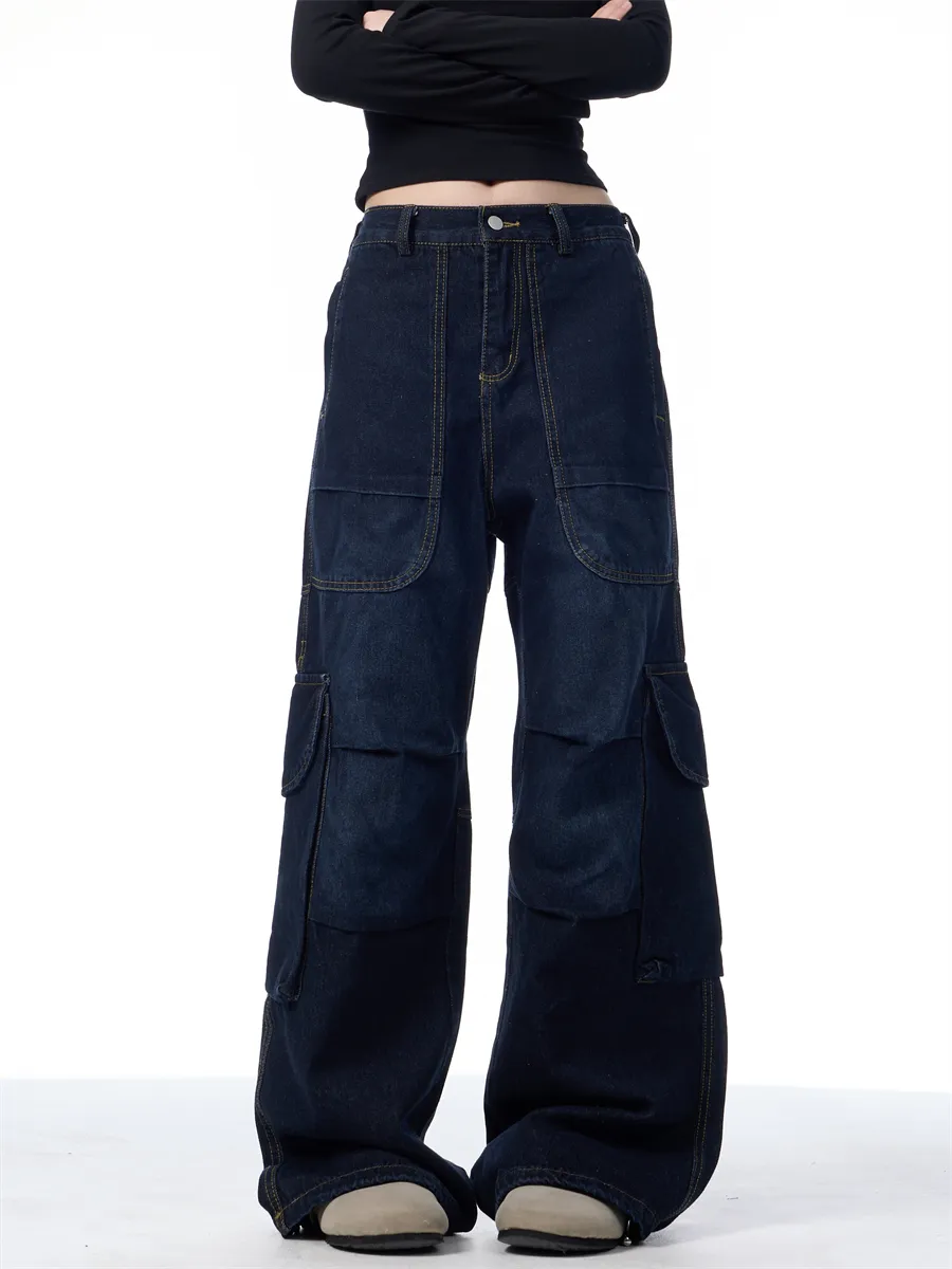 American Vintage Crumpled Cargo Jeans - Black