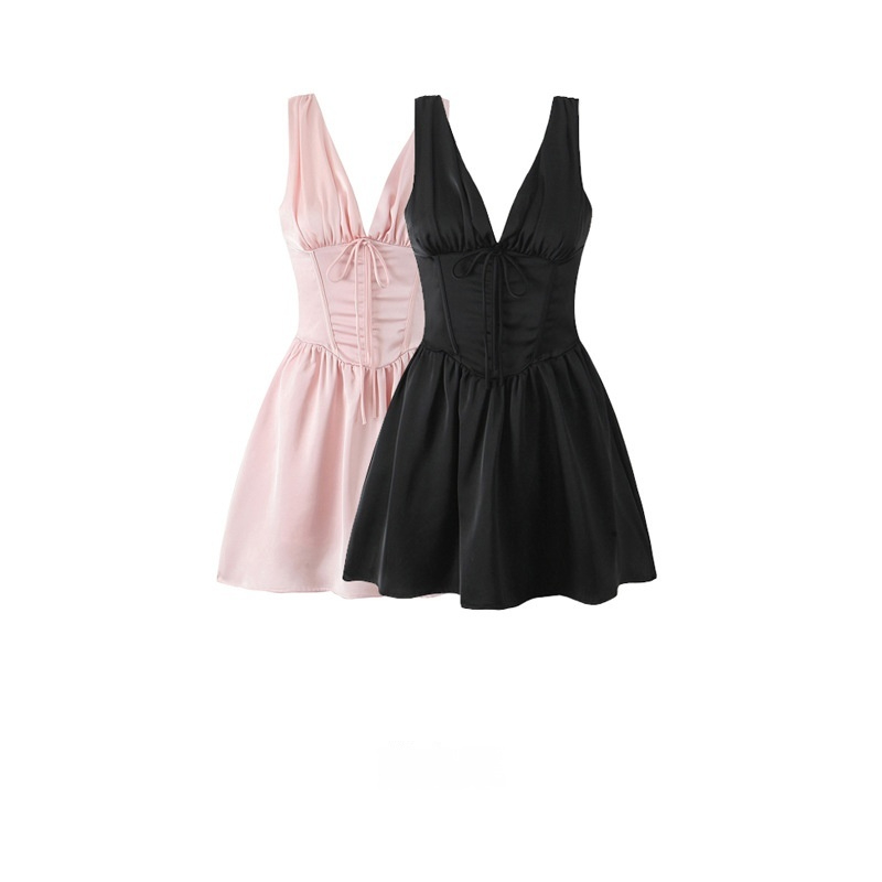French Sexy Backless Lace Up Dress