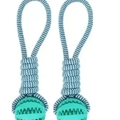 Dog Toys Balls Interactive Treat Rope Rubber Leaking Balls For Small Medium Dogs Chewing Bite Resistant Pet Tooth Cleaning Blue 2Pc - Shop at LoveMi