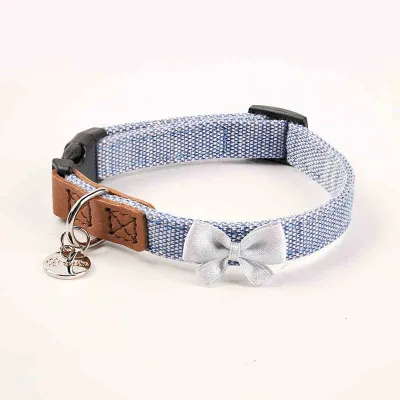 Pet Dog Hand Holding Rope Cute Bow Collar Tone