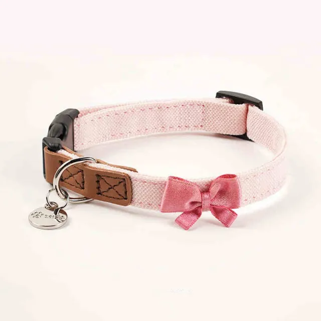 Pet Dog Hand Holding Rope Cute Bow Collar Tone Pink - Shop at LoveMi