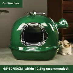Oversized Litter Box Large Space Splash-proof - Green - View 1