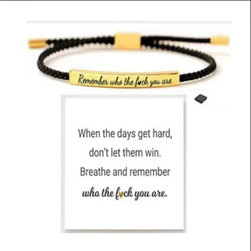 Stainless Steel Engraved Single Rope Adjustable Braided Hand Rope