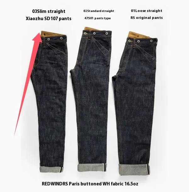 Men's Straight-leg Mid-high Waist Raw Denim Selvedge Jeans