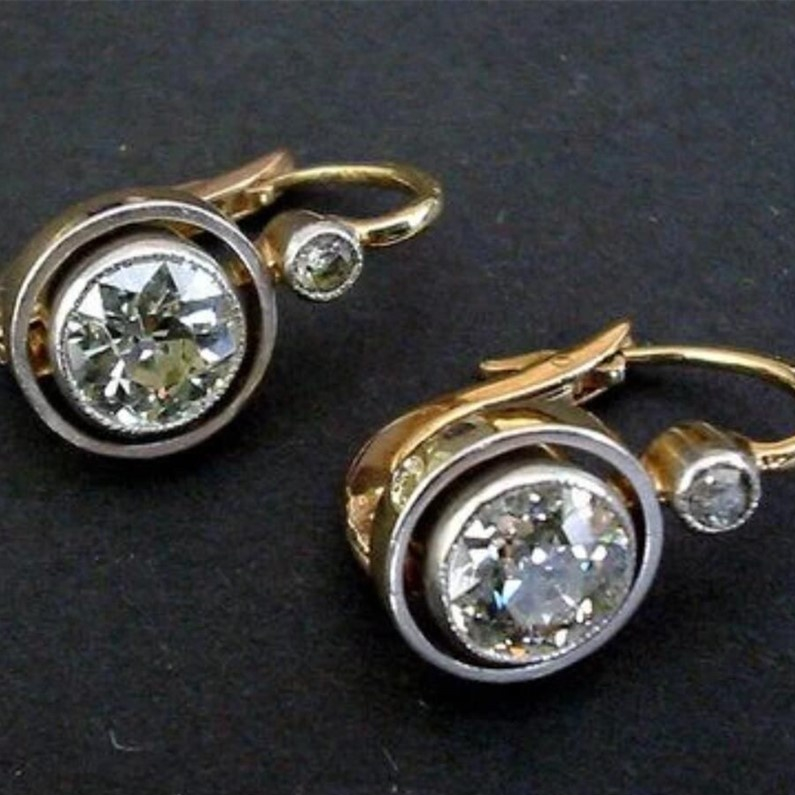 Gold Rhinestone-encrusted Vintage Earrings