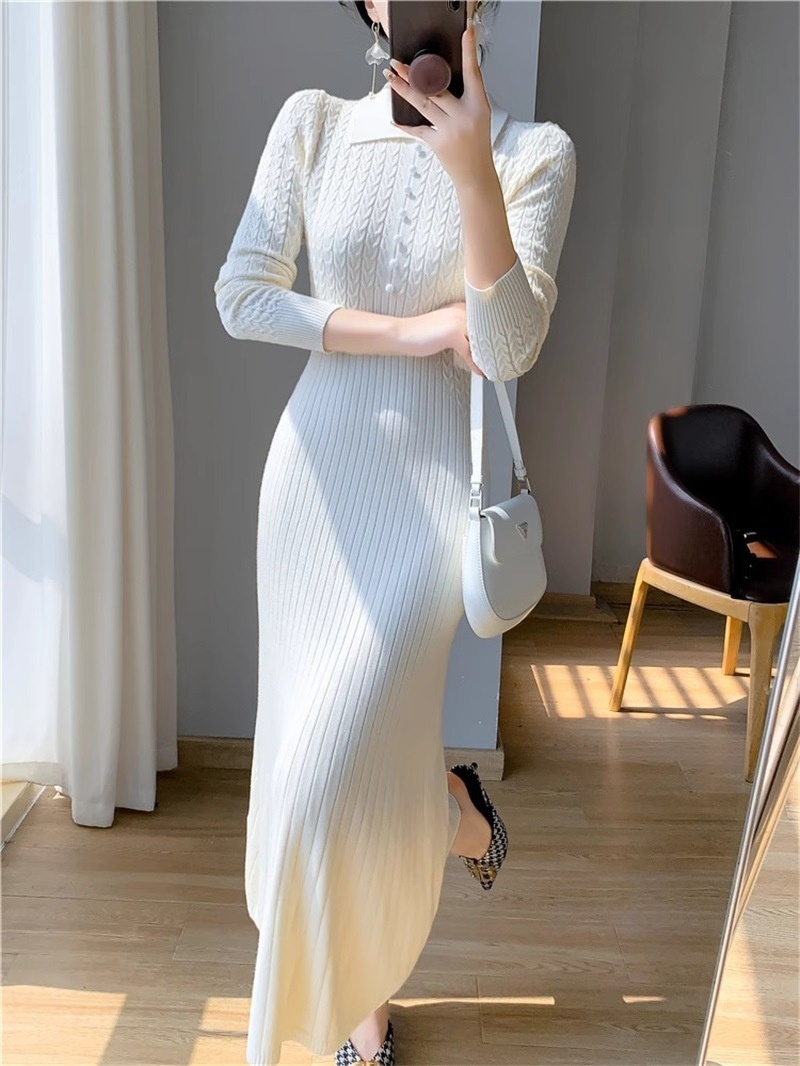 Real Shot French Waist Slimming Knitted Dress