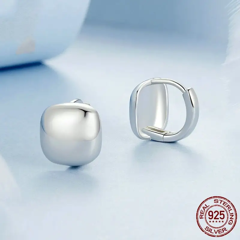 Simple White Gold Plated Square Ear Clip