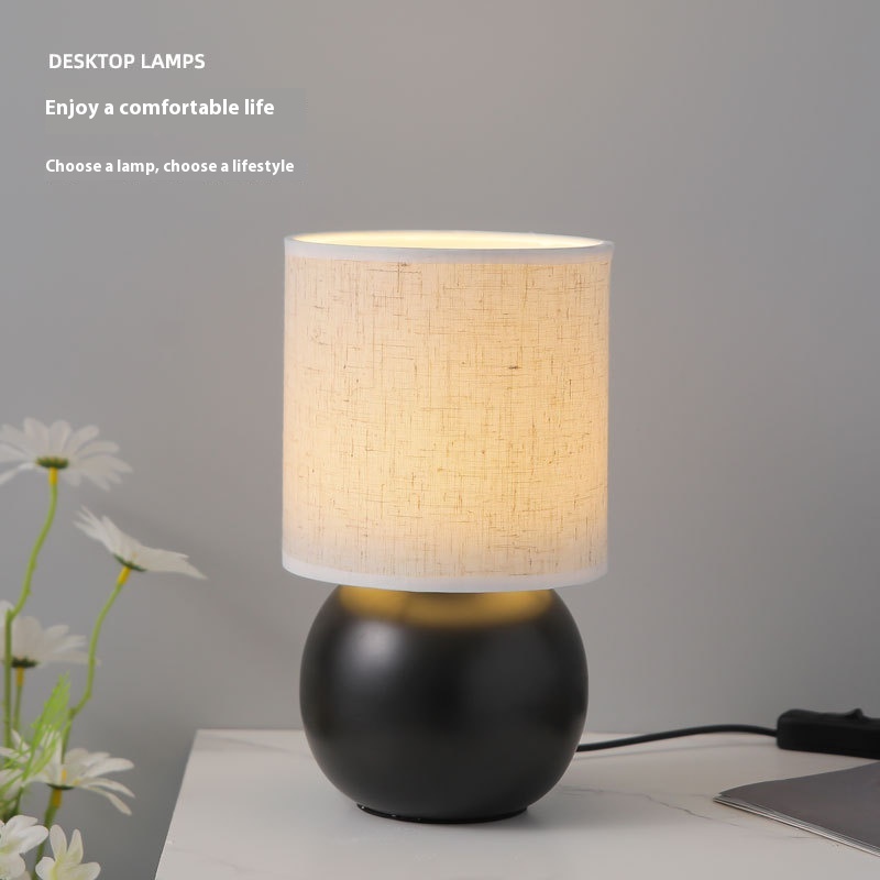 Japanese Girly Bedroom Table Lamp Pleated Ceramic Bedside