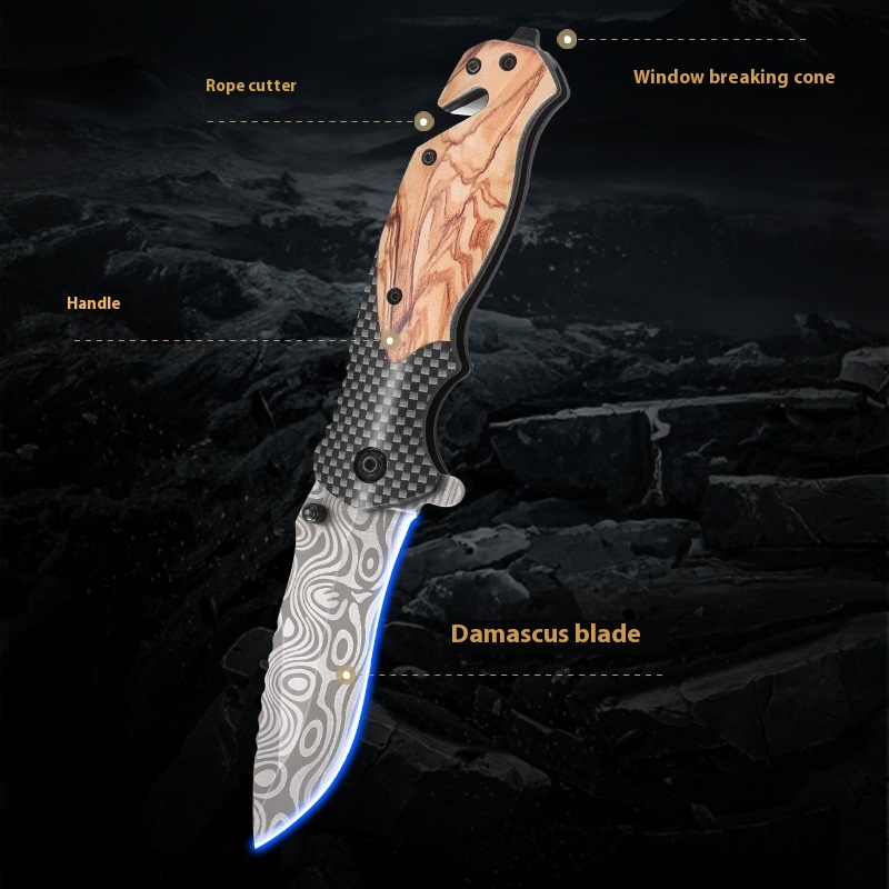 Multi-purpose Portable Leather Pattern Stainless Steel Folding Knife