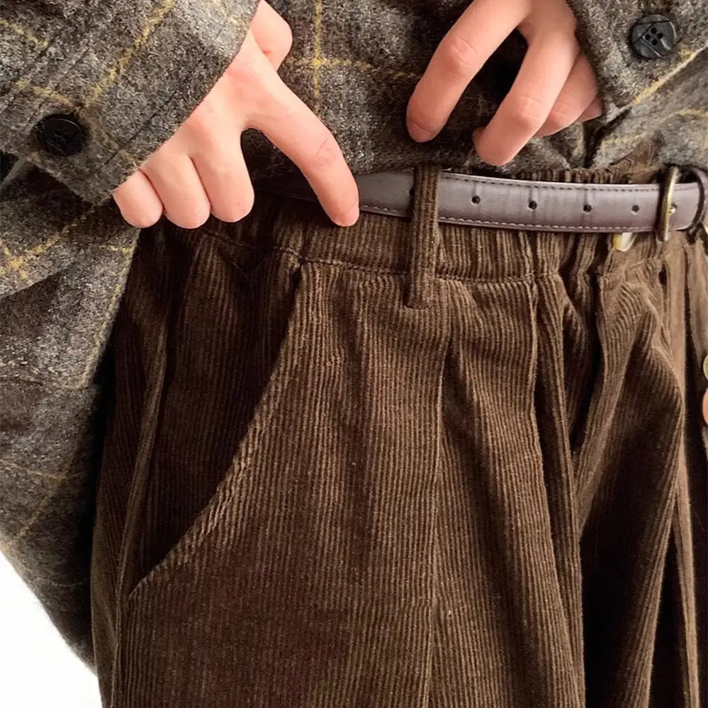 Retro Corduroy Draping Men's Loose Trousers