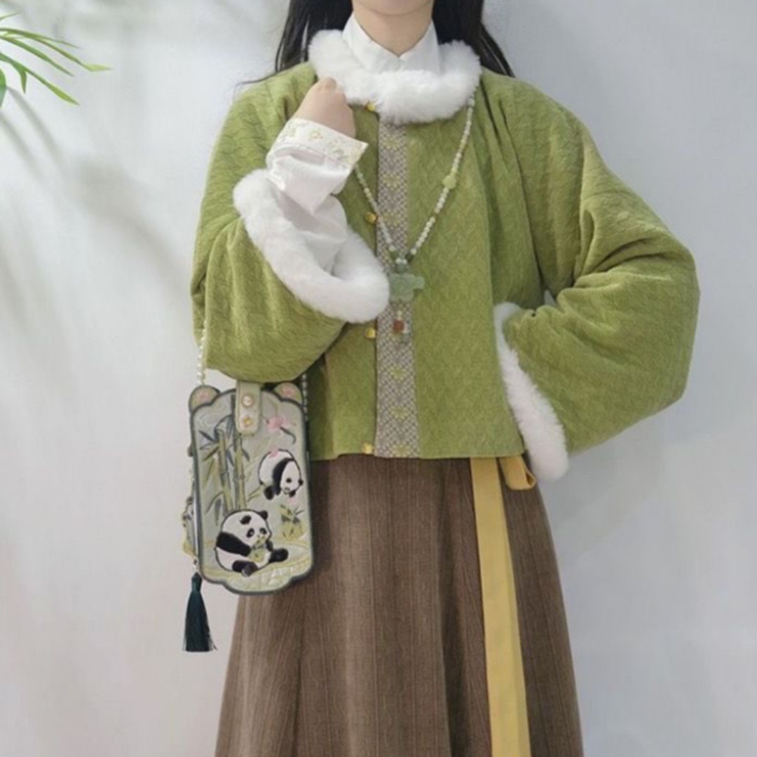 Tang Beizi Short Coat Eight Broken Skirt Cute Autumn And Winter Hanfu Fur New Year