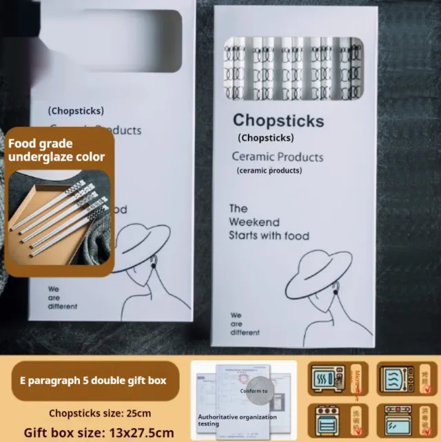 Black And White Minimalist Gift Box Ceramic Chopsticks E Style - Shop at LoveMi
