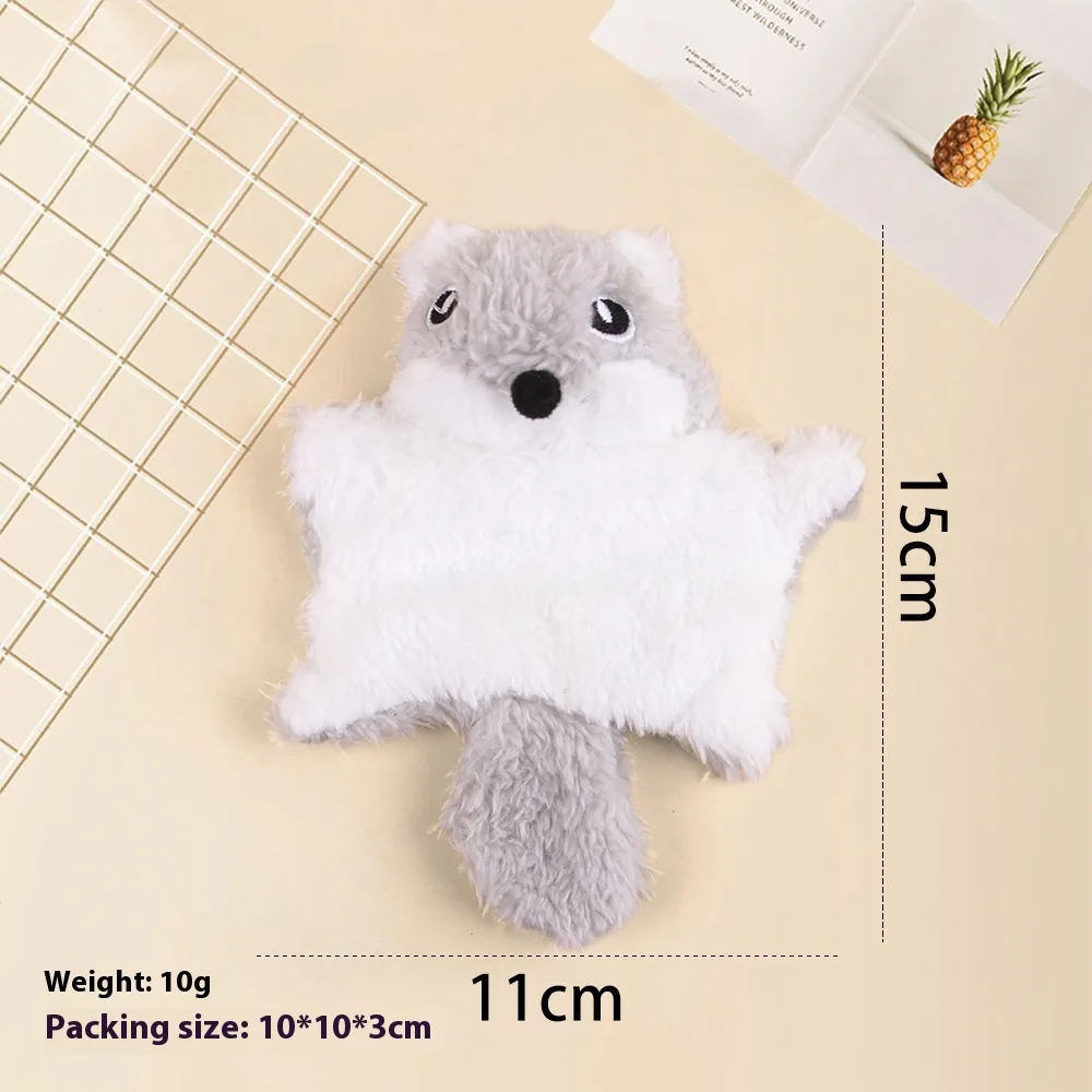 Plush Flying Squirrel Ringing Paper Sound Cat Teaser Toy - Grey