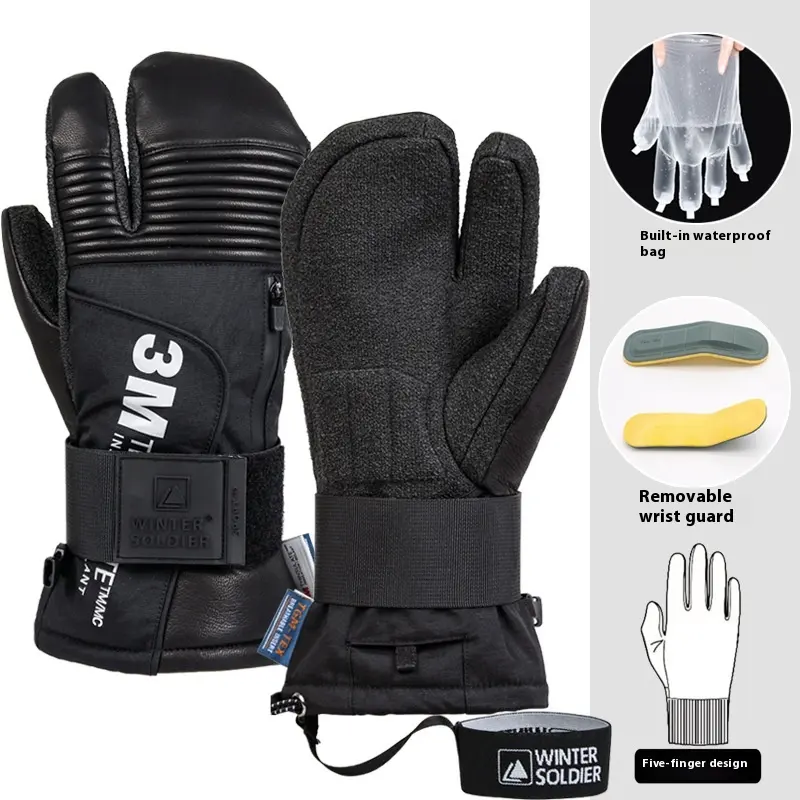 Veneer Silky Kevlar Ski Gloves Three Finger