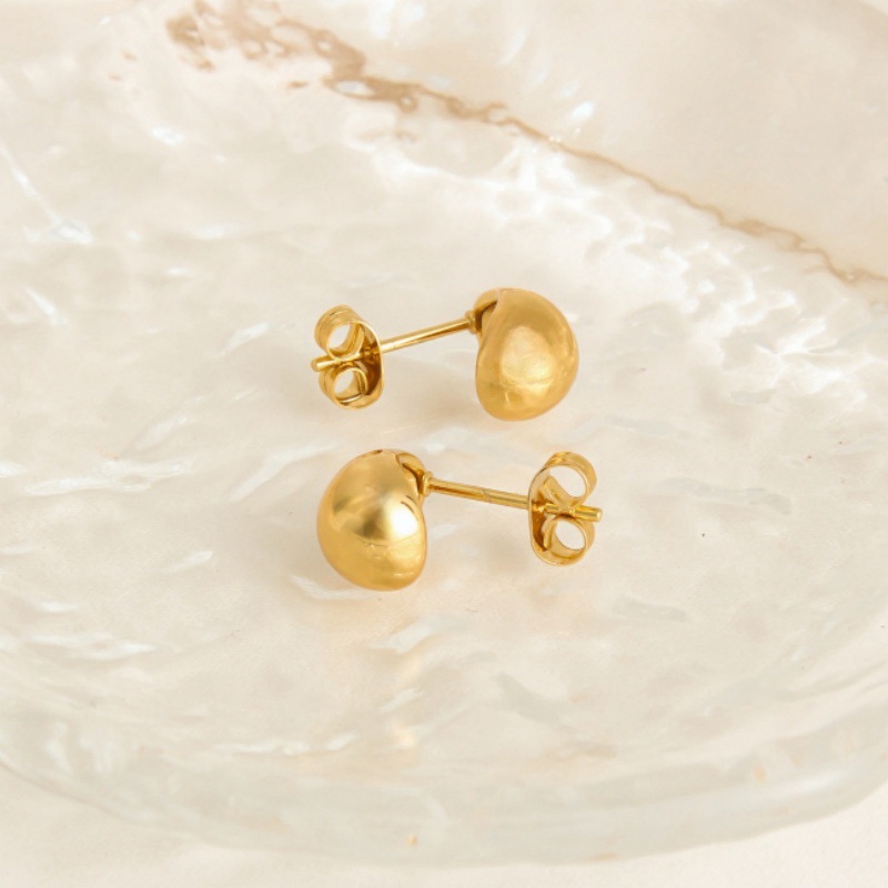 Half Ring Three-dimensional Thread Gold Titanium Steel Earrings