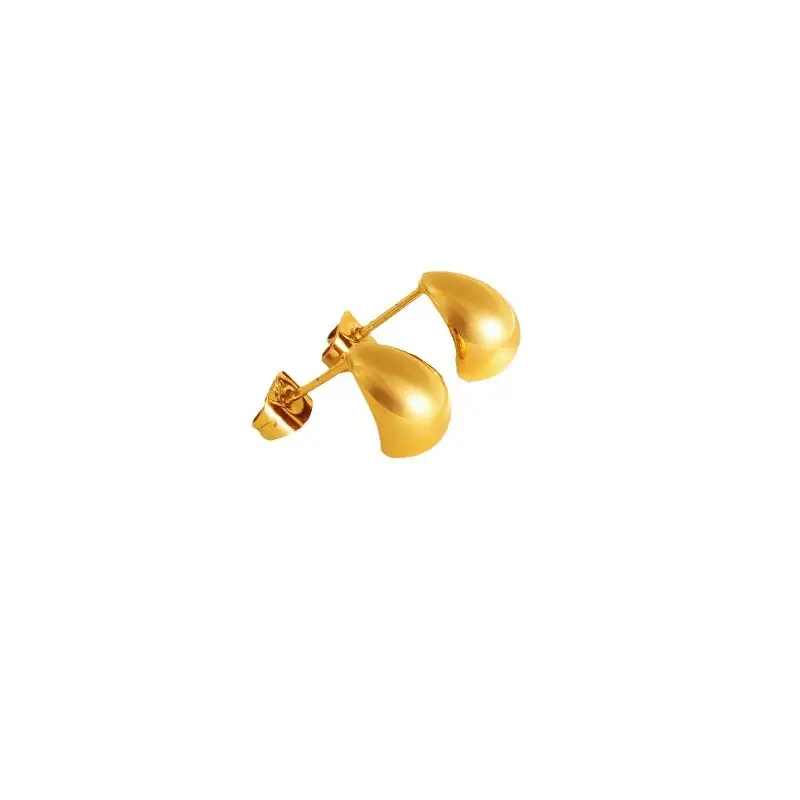 Half Ring Three-dimensional Thread Gold Titanium Steel Earrings