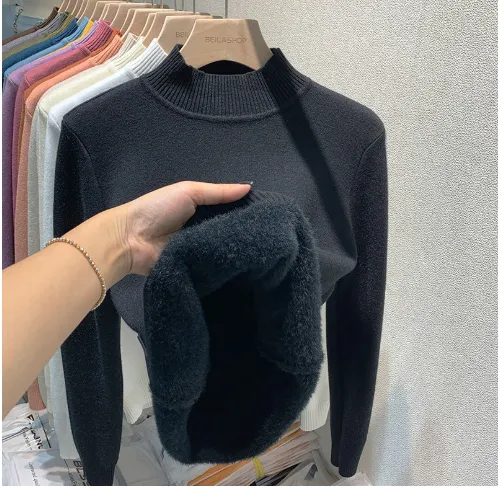 Autumn And Winter New One Mink Fur Inner Wear Blouse Black - Shop at LoveMi